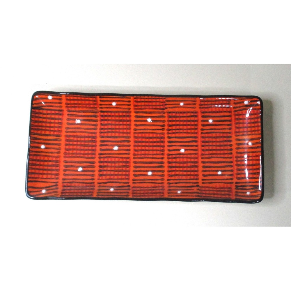 Potters Workshop for West Elm Orange Black Ceramic Rectangular Serving Platter